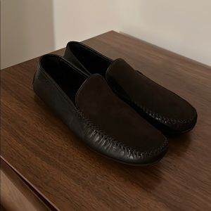 Manolo Blahnik "Mayfair" Leather/Suede Loafers